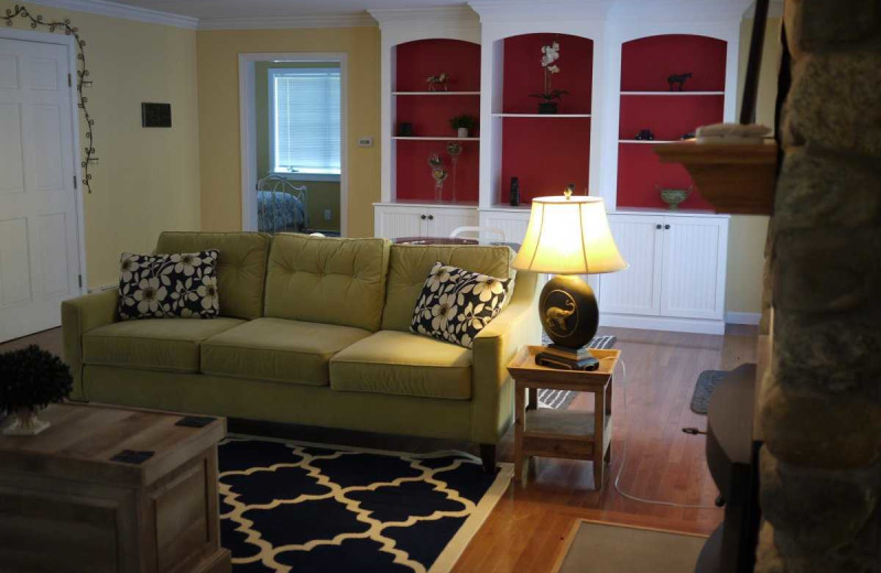 Rental living room at Acadia Cottage Rentals.