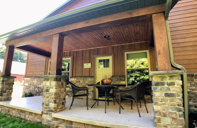 Suite patio at Sojourner's Lodge & Log Cabin Suites.