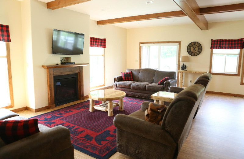 Guest living room at East Silent Lake Resort.