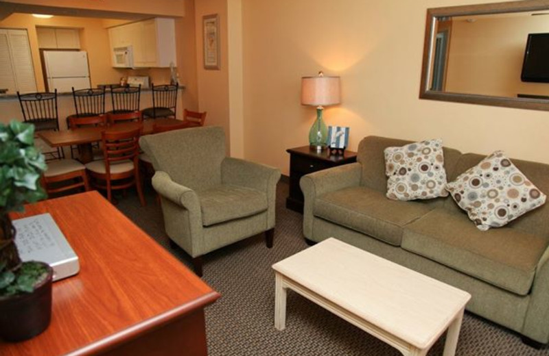 Vacation rental living room at Grande Shores Ocean Resort.