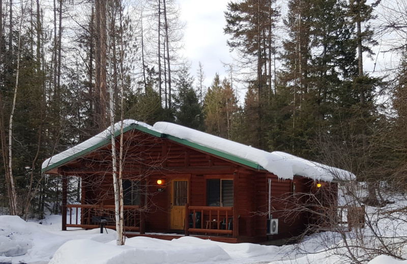 Snow on cabin at North Forty Resort.