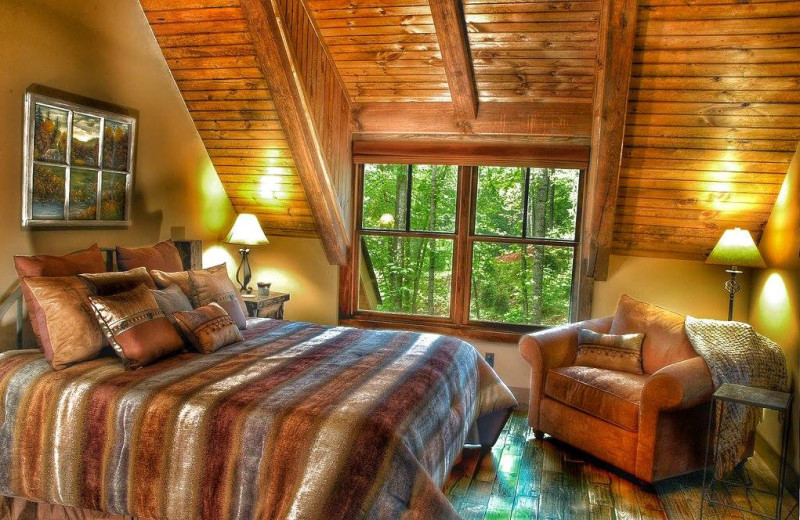 Cottage bedroom at Timber Frame Rentals.