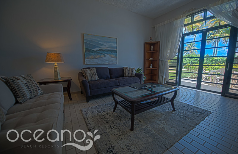 Vacation rental living room at Oceano Beach Resort.