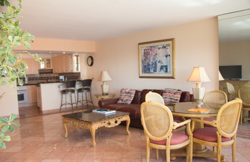 Guest living room at The Alexander All Suite Oceanfront Resort.