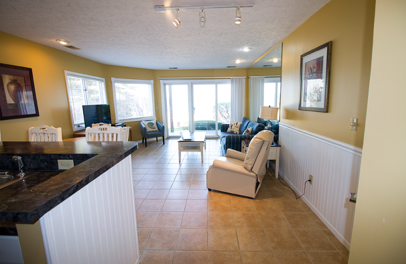 Condo living room at The Beach Condominiums Hotel-Resort.