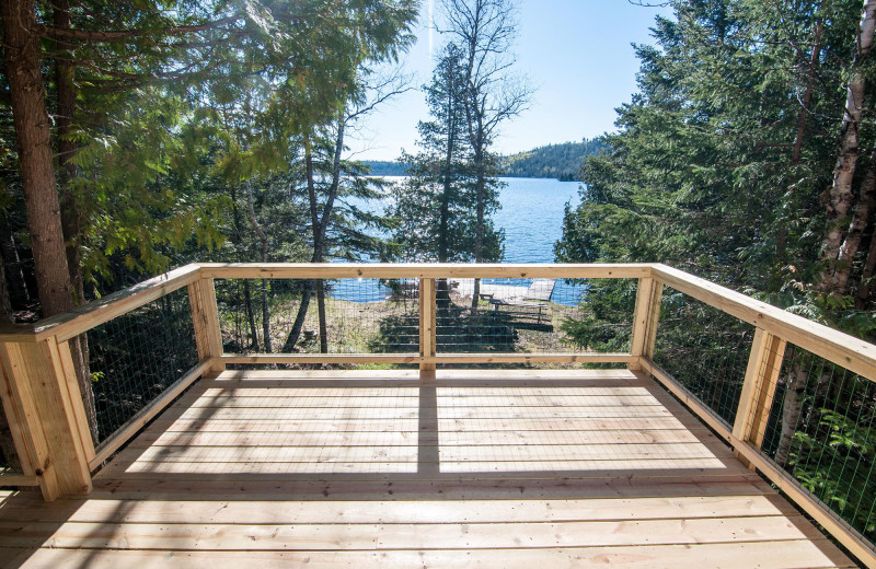 Cabin deck at Clearwater Historic Lodge and Canoe Outfitters.