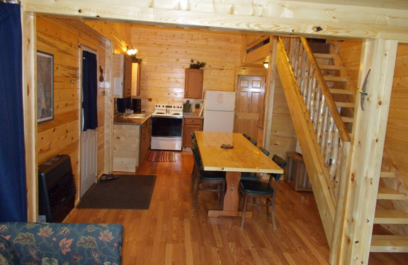 Cabin kitchen at Cedar Point Resort.