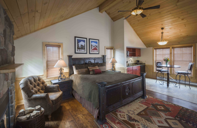 Cabin bedroom at The Mountain Top Inn & Resort.