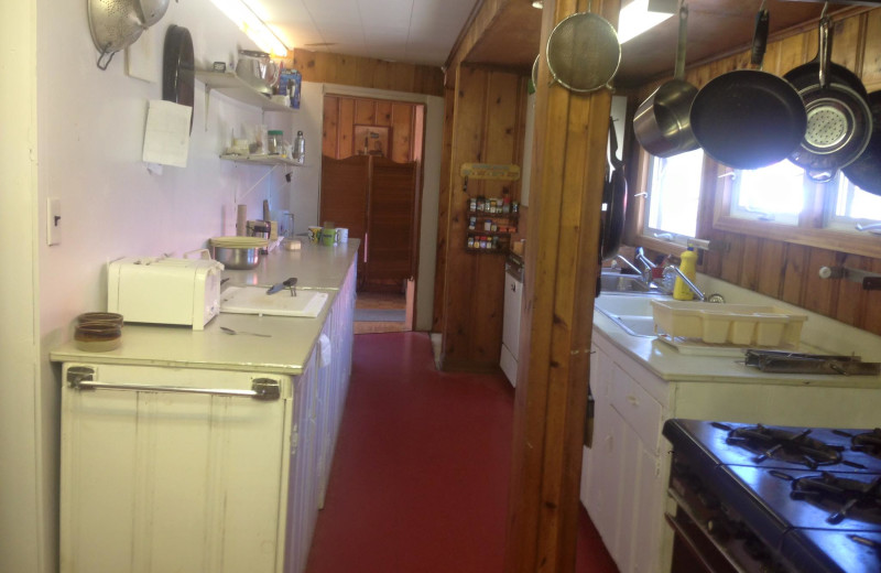 Kitchen at Crooked Lake Wilderness Lodge.