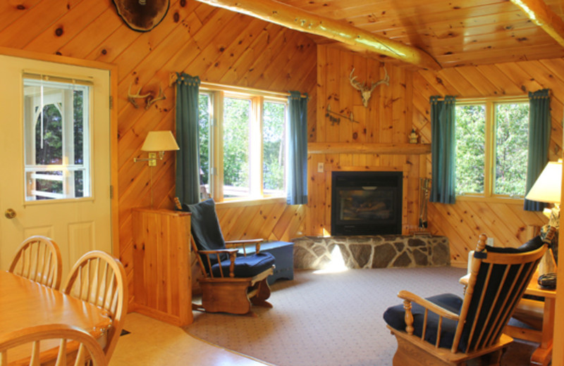 Cabin living room at Golden Eagle Lodge.