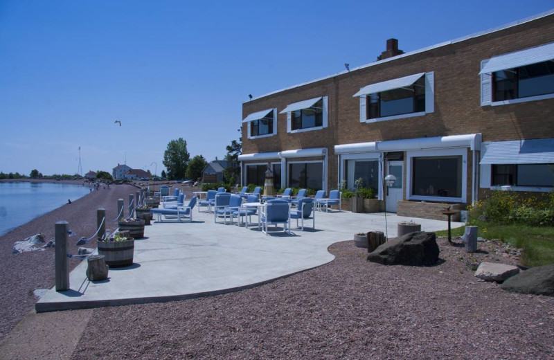 Outdoor patio at The Shoreline Inn.