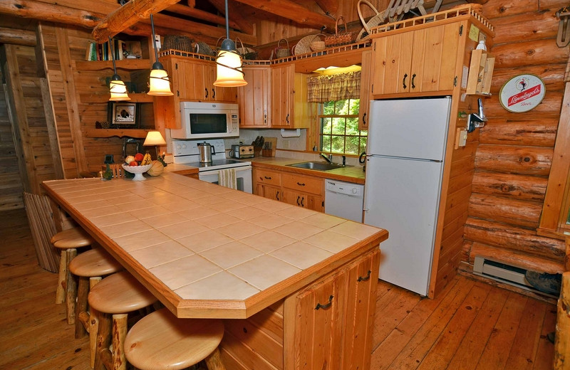 Cabin kitchen at North Country Vacation Rentals.