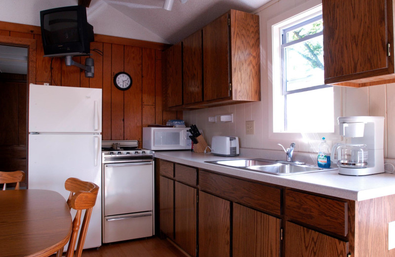 Cabin kitchen at Ottertail Beach Resort.