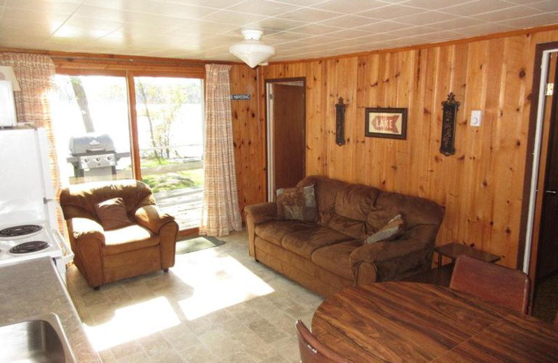 Cabin living room at Deluxe Camp.