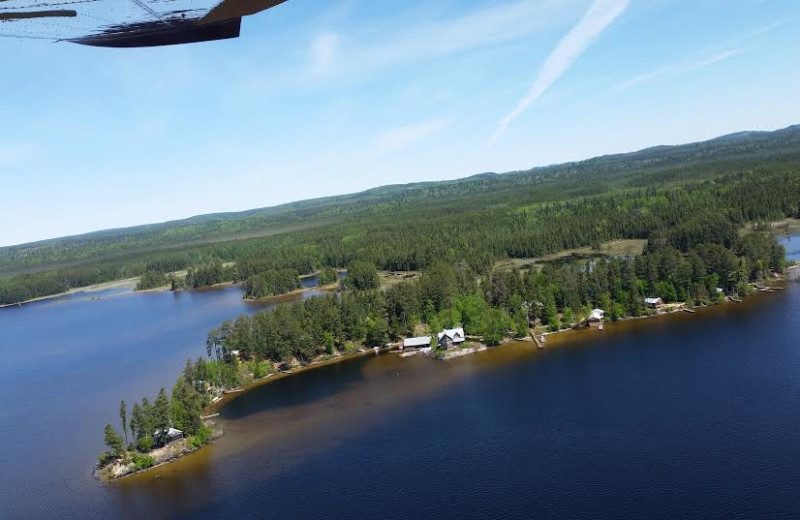 Aerial view of Red Pine Wilderness Lodge.