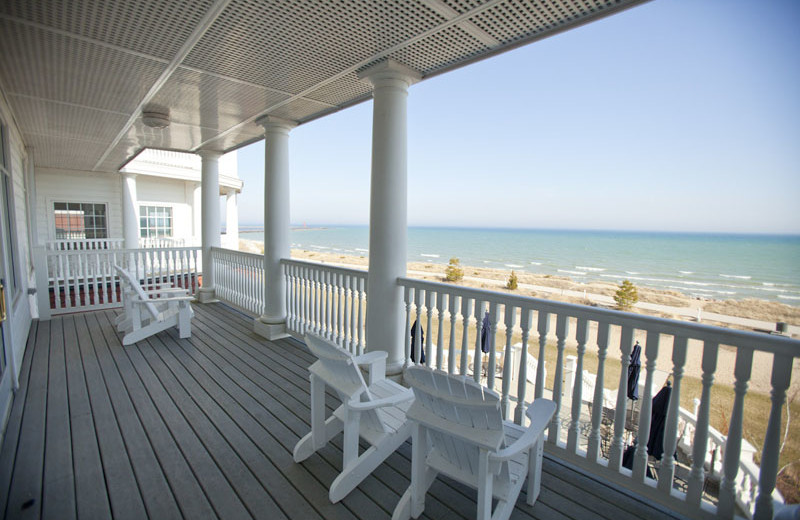 Expansive views of Lake Michigan from the decks at Blue Harbor Resort.