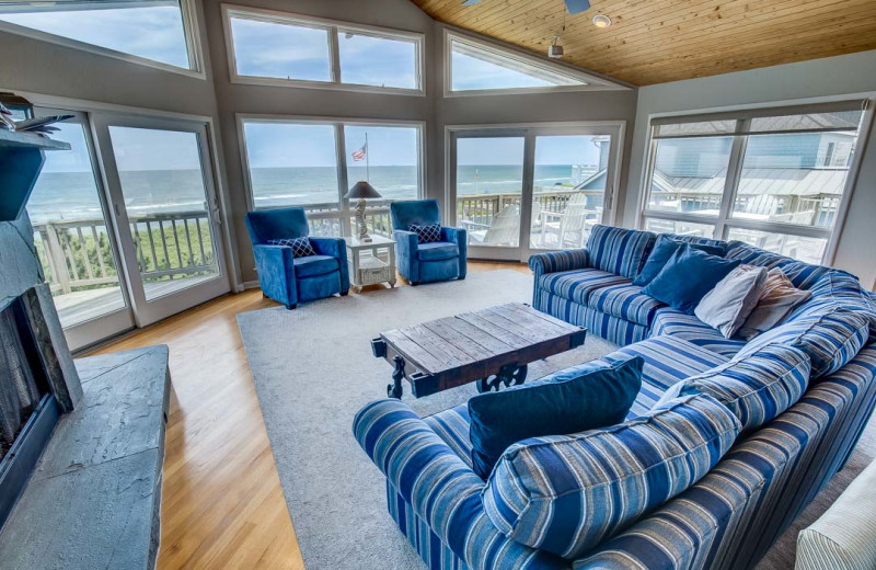 Rental living room at Outer Banks Blue Vacation Rentals.