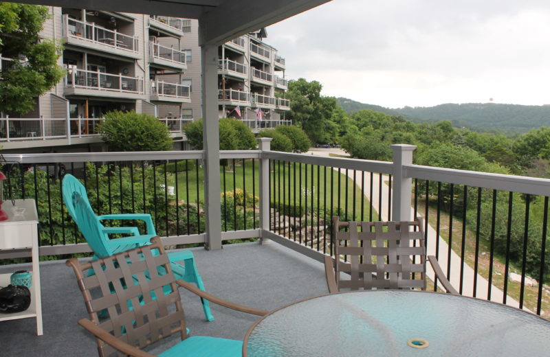 Rental balcony at Treehouse on the Lake.