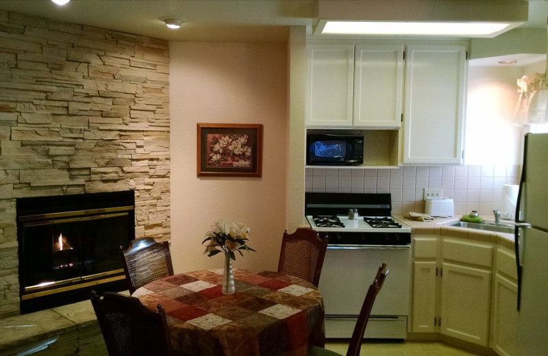 Cabin kitchen at Long Barn Lodge.