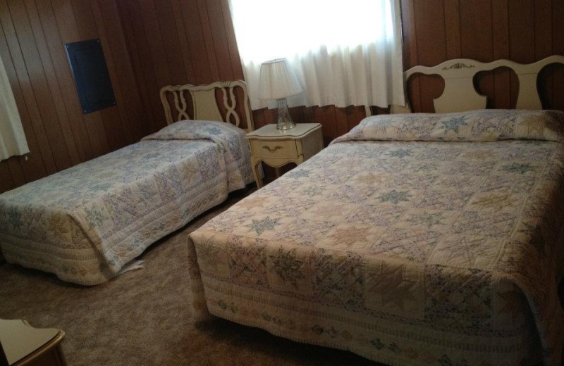 Cabin bedroom at Weslake Resort.