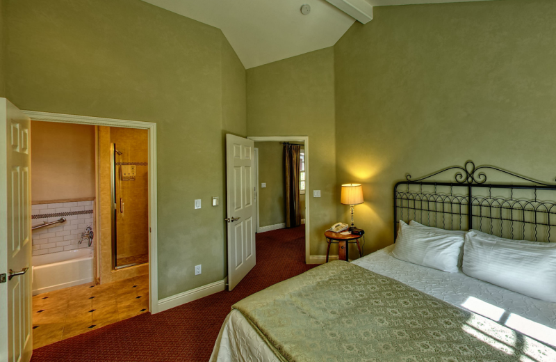 Guest room at Cambria Pines Lodge.