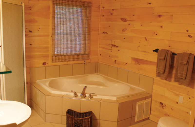 Guest bathroom at Riverfront Chalets.