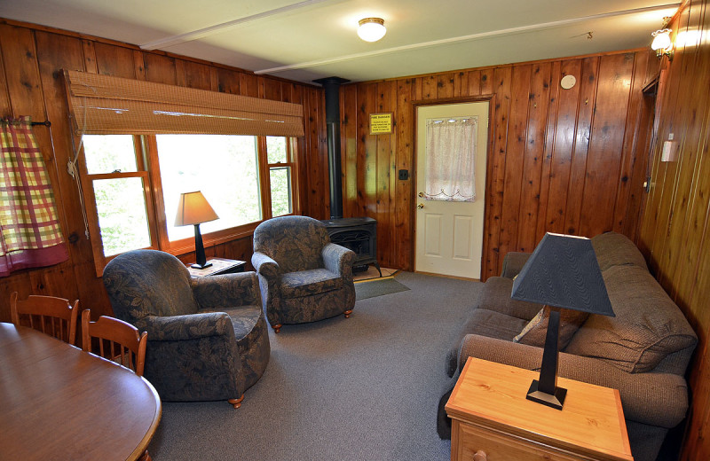 Cabin living room at Delta Lodge.