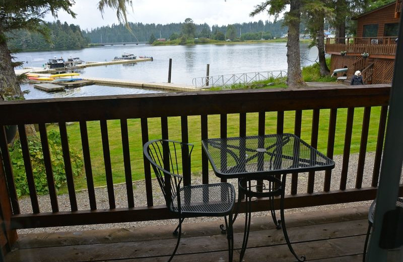 Balcony view at The Fireweed Lodge.