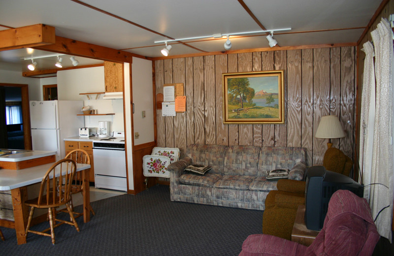 Cabin interior at Wind Drift Resort.