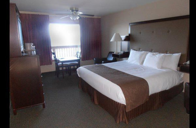 Hotel bedroom at Surfrider Resort.