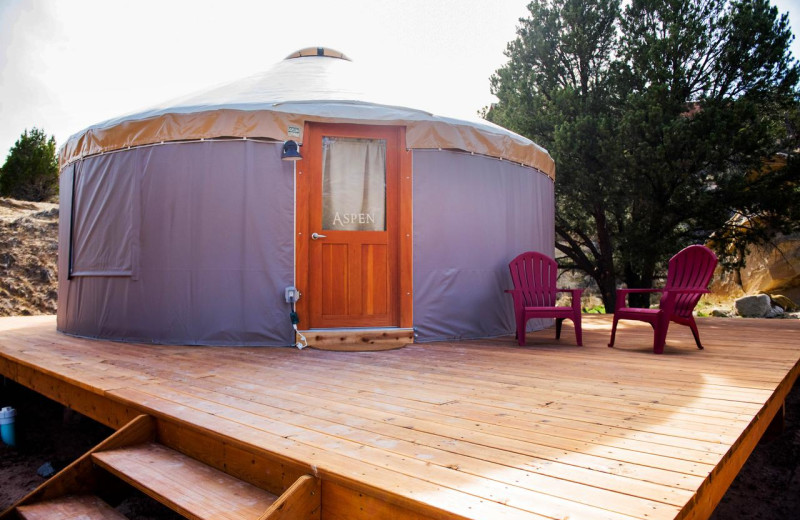 Exterior view of Escalante Yurts.