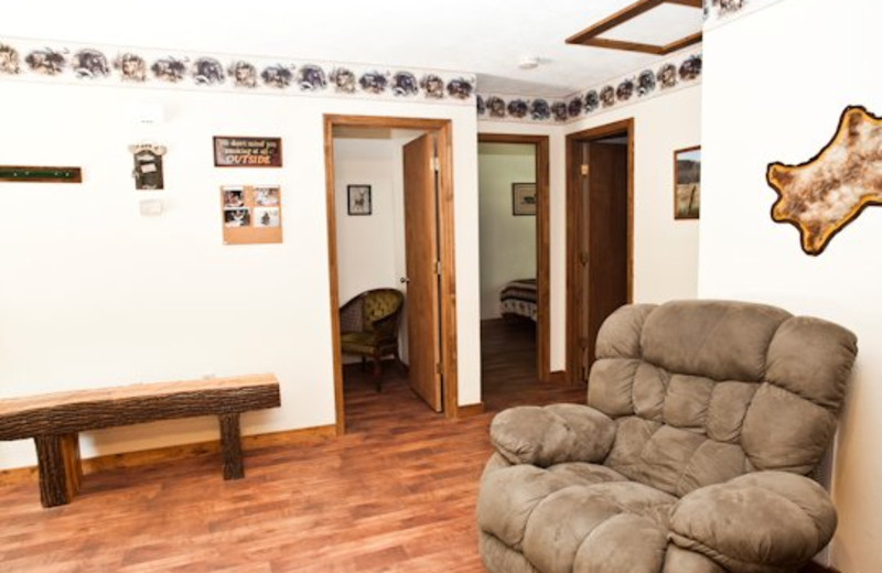 Living room view at Willowbrook Cabins.