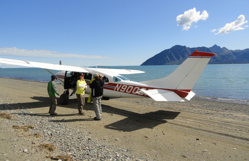 Plane on beach at Great Alaska Adventure Lodge.