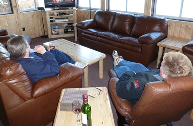 Relaxing in the party room at Shady Roost Lodge.