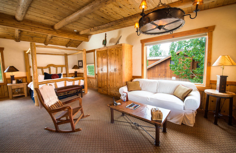 Cabin bedroom at Sorrel River Ranch Resort & Spa.