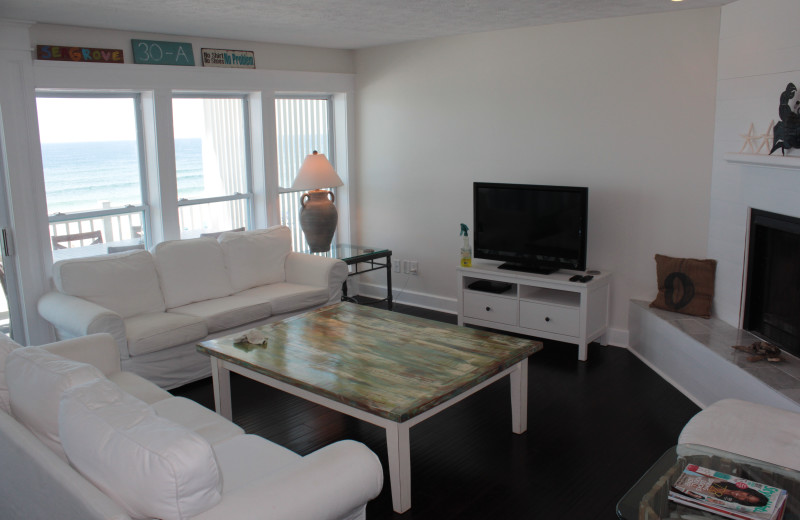 Rental living room at Seagrove On The Beach Property Rentals.