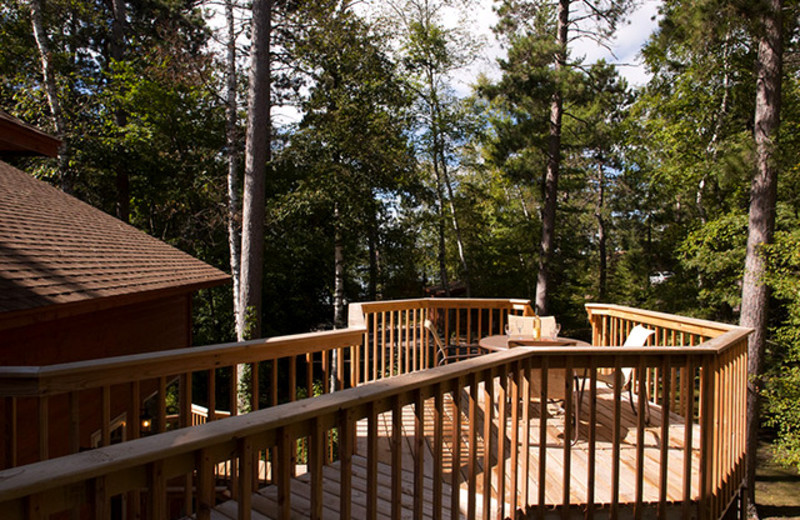 Cabin deck at Black Pine Beach Resort.