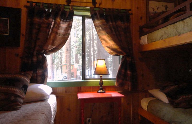 Cabin bedroom at Lake of the Woods Resort.