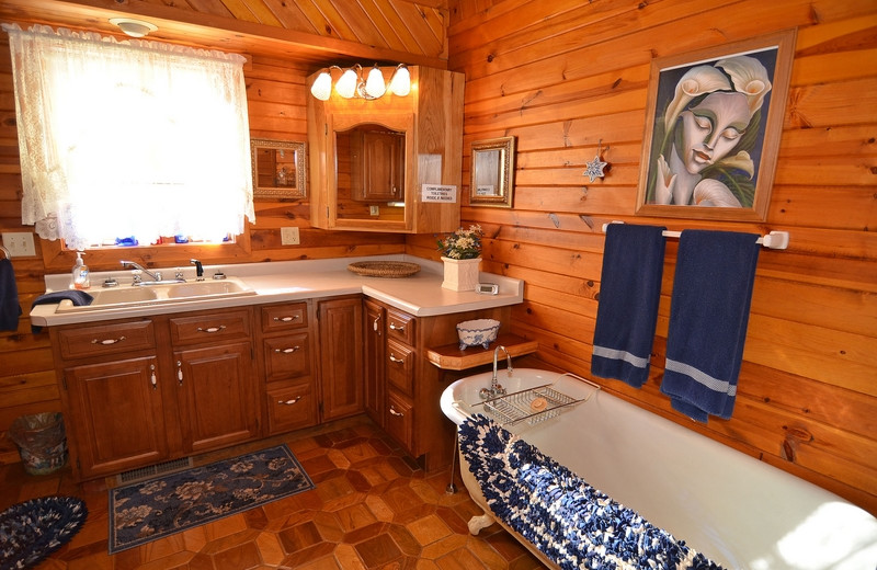 Cabin bathroom at North Country Vacation Rentals.