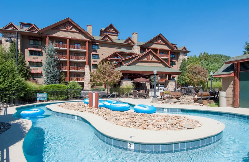 Outdoor pool at Bearskin Lodge on the River.