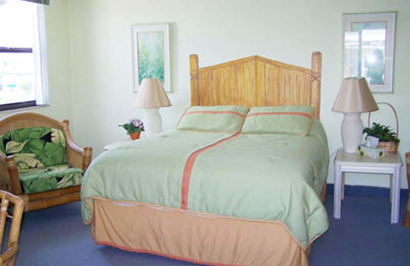 Vacation rental bedroom at Gulf Winds Resort Condominiums.