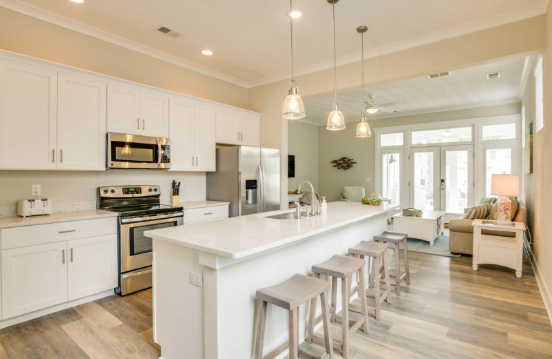 Rental kitchen at Coastal Accommodations.