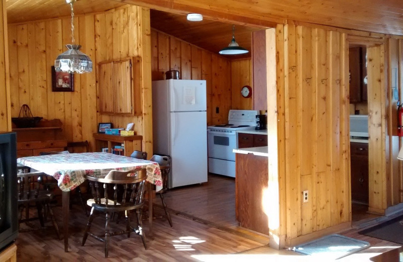 Cabin kitchen at Dunlop Lake Lodge.