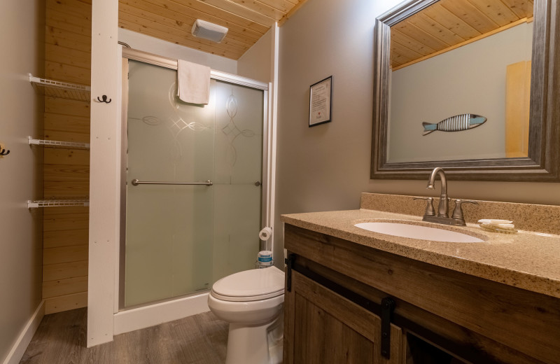 Cabin bathroom at Ten Mile Lake Resort.