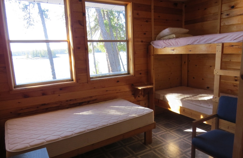 Cabin bedroom at Clark's Resorts & Outposts.