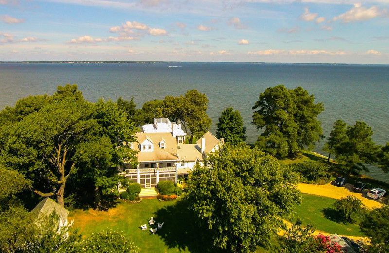 Exterior view of Wades Point Inn on the Bay.