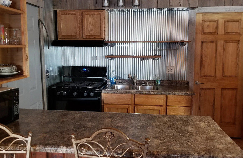 Cabin kitchen at Pine Beach Resort-Side Lake.