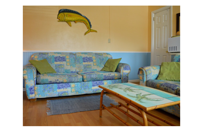 Guest living room at Gulf Winds Resort Condominiums.
