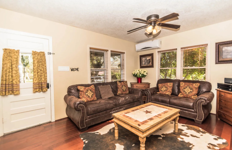 Rental living room at Geronimo Creek Retreat.