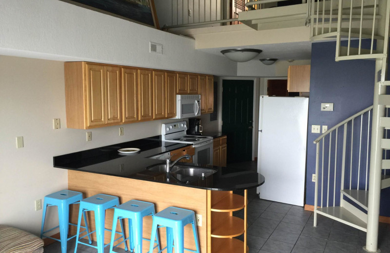 Condo kitchen at St. Hazards Resort.